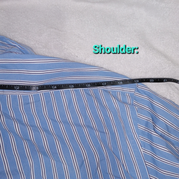 Ralph Lauren Mens L Custom Fit Striped Button Down Shirt Blue White Long Sleeve - Picture 10 of 10